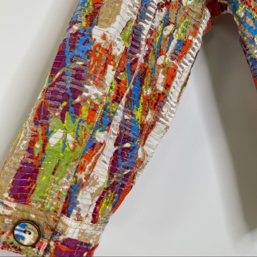 A la carte Womens Multicolor Abstract Art to Wear Button Up Jacket Size M - Picture 10 of 14